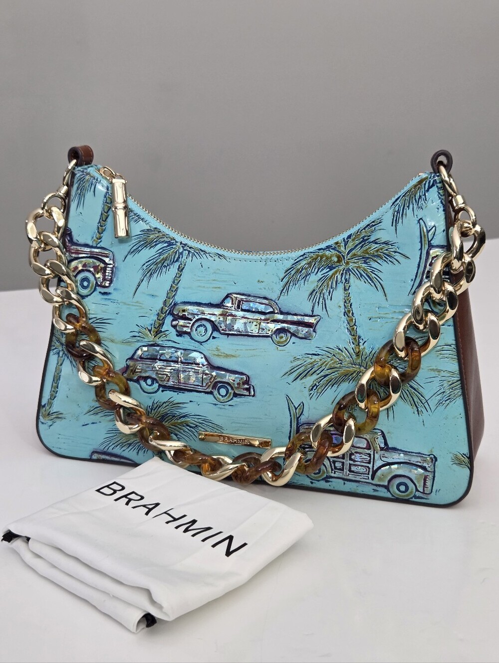 LIKE NEW BRAHMIN MOD ESME BAG - TROPIC BLUE COPA CABANA - Picture 2 of 9